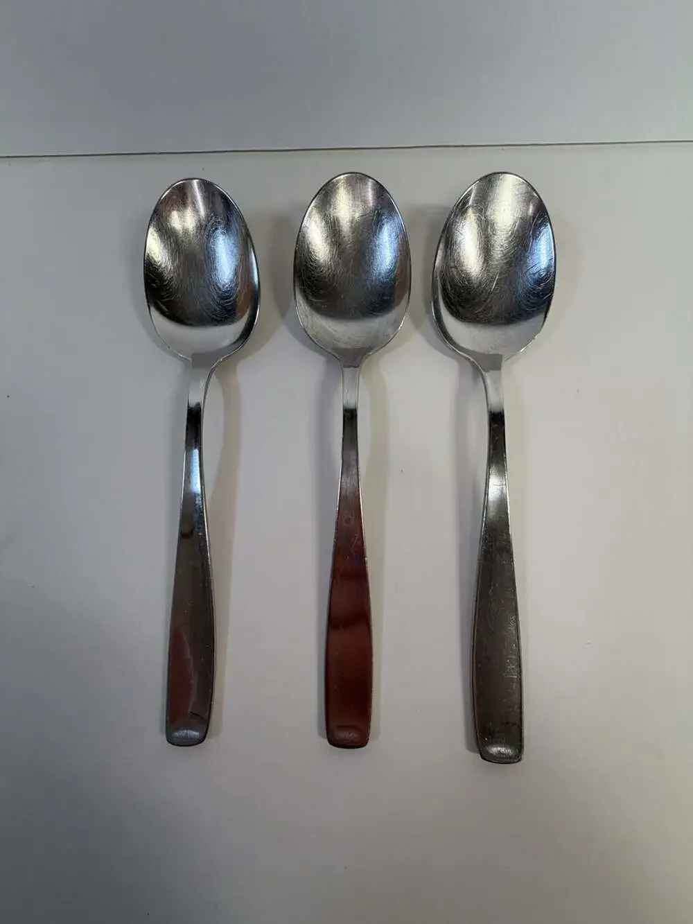 Set of 3 WMF Cromargan Line Stainless Steel Soup Spoons